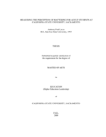 Measuring the perception of mattering for adult students at California State University, Sacramento