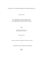 Teachers' and learners' preferences for error correction