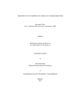 The effects of warnings on applicant faking behavior