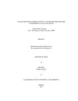 Collection management policy and procedures for the Sacramento Valley Museum