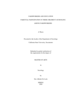 Farmworkers and education: parental participation in their children's schooling among farmworkers