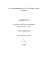 Acute rehabilitation for a patient following a right parietal lobe stroke