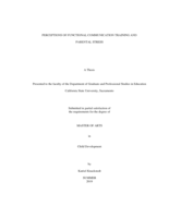 Perceptions of functional communication training and parental stress