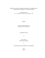 Perceived causes of stress and burnout as reported by elementary teachers at an urban school