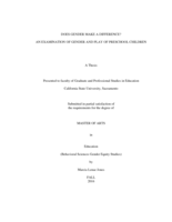 Does gender make a difference? : an examination of gender and play of preschool children