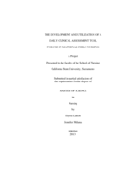 The development and utilization of a  daily clinical assessment tool for use in maternal child nursing