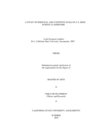 A study of personal and cognitive goals in U.S. high school classrooms