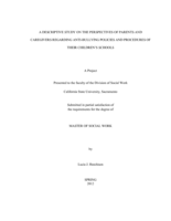 A descriptive study on the perspectives of parents and caregivers regarding anti-bullying policies and procedures of their children's schools
