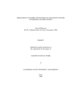 High school teachers' knowledge of adolescent suicide awareness and prevention