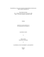 Traditional college students' perception of distance education constructs