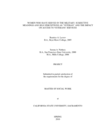 Women who have served in the military: subjective meanings and self-perceptions as "veteran" and the impact on access to veterans' services