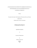 Outdoor recreation opportunity barriers for individuals with disabilities and non-motorized boating on California waterways