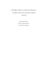 CSUS Office of Distance and Distributed Education : an analysis of instructor and student feedback