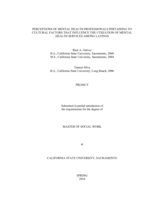Perceptions of mental health professionals pertaining to cultural factors that influence the utilization of mental health services among Latinos
