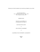 The Role of the teacher in Advanced Placement (AP) access