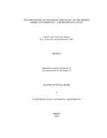 The perceptions of adolescent pregnancy in the Filipino American community:  a retrospective study