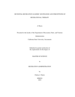 Municipal recreation leaders' knowledge and perceptions of recreational therapy