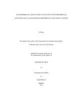 An experimental test of the cultivation of environmental attitudes and values from environmental television content
