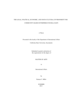 The legal, political, economic, and socio-cultural environment for community-based social enterprise in rural Haiti
