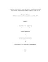 Analysis of effects of using aluminium as mold material in plastic injection molding for automotive HVAC ducts
