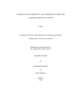 Communication competence and apprehension within the learning community context