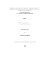Preschool teacher's knowledge of early language and literacy and its relationship to teaching practices and classroom environments