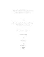 The effects of modern homonegativity on hiring decisions of homosexuals