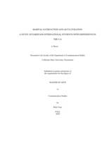 Marital satisfaction and acculturation: a study of Pakistani international students with dependents in the U.S.
