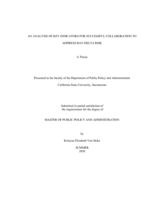 An analysis of key indicators for successful collaboration to address Bay-Delta risk