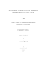 The design of injection molds using topology optimization in Solidworks for improved cooling cycle time