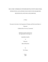 Educators’ experiences with implementing positive behavioral interventions and supports for students with disabilities receiving inclusive education services