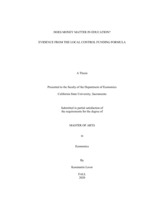 Does money matter in education? : evidence from the Local Control Funding Formula