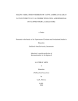 Making visible the invisibility of Native American/Alaskan Native students in US K-12 public education: A professional development for K-12 educators