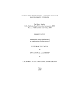 Maintaining the passion? Assessing burnout in university students