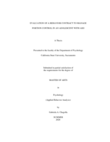 Evaluation of a behavior contract to manage portion control in an adolescent with ASD