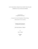 Acute care physical therapy for a patient after total hip arthroplasty due to hip osteoarthritis