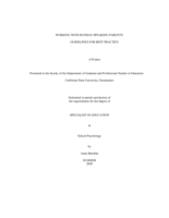 Working with Russian speaking parents: guidelines for best practice
