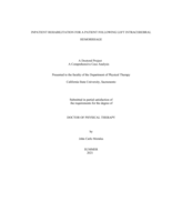 Inpatient rehabilitation for a patient following left intracerebral hemorrhage