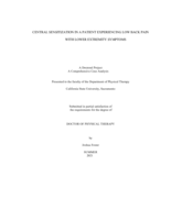 Central sensitization in a patient experiencing low back pain with lower extremity symptoms