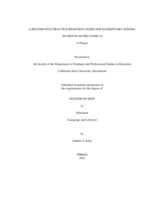 A restorative practice resource guide for elementary school students after Covid-19