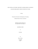 Educational Outcomes: The Effect of High School Factors on College Enrollment Among Students of Color