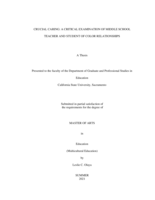 Crucial caring: A critical examination of middle school teacher and student of color relationships