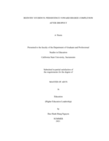 Reentry students: persistence toward degree completion after dropout