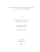 The relationship between Latinx cultural values and mental health in Latina adolescent mothers