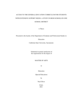 Access to the general education curriculum for students with extensive support needs: a study in high schools in one school district