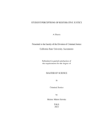 Student Perceptions of Restorative Justice