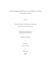 A guide to exercise prescription in adults minimally affected by Multiple Sclerosis
