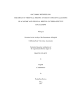 Once More With Feeling: The Impact of First Year Writing Students Conceptualizations of Academic and Personal Writing on their Affective Engagement