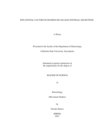 Influential factors in Division III college football recruiting