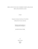 Implications of the COVID-19 pandemic on mental health and mental health service access